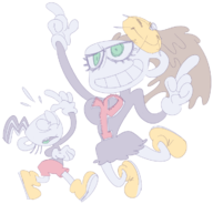 artist:pennc body_bags cosplay crossovers cuphead cuphead_(series) dark_horse ed_edd_n_eddy edd mugman panda_delgado // 710x681 // 136KB