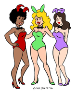 artist:lhk brenda_chance captain_caveman_and_the_teen_angels dee_dee_skyes playboy_bunny taffy_dare // 750x900 // 289KB