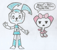 artist:seabthevortian carrie_krueger cosplay crossovers jenny_wakeman my_life_as_a_teenage_robot robotboy_(series) robotgirl teri the_amazing_world_of_gumball xj-9 // 1123x1003 // 1.4MB