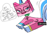 artist:brokenlynx censored lego presenting princess_unikitty the_lego_movie // 528x373 // 145KB