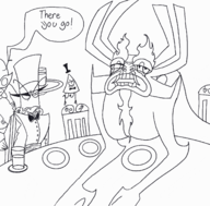 aku animated artist:onlyfansart bill_cipher black_hat cosplay crossovers gravity_falls gwenpool marvel mr._colympus_2020 samurai_jack venture_bros villainous! // 1359x1337 // 259KB