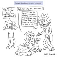 adventure_time artist:lhk crossovers earl_of_lemongrab morty_smith rick_and_morty rick_sanchez // 800x800 // 274KB