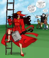 artist:yakitori carmen_sandiego crossovers marvel mjolnir thor where_in_the_world_is_carmen_sandiego // 1275x1530 // 529KB