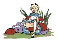 alice alice_in_wonderland artist:redlever bottomless cosplay josie_and_the_pussycats melody presenting // 1085x776 // 140KB