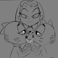 ss artist:spakka5 caturday crossovers dc gumball_watterson incest nicole_watterson starfire teen_titans_go the_amazing_world_of_gumball wip // 758x761 // 169KB