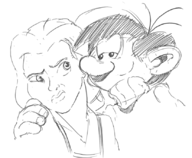 artist:akunim beauty_and_the_beast belle crossovers disney gaston gaston_lagaffe // 827x682 // 182KB