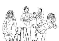 artist:turkenjamez blac_chyna cosplay daphne_blake fred_jones rihanna scooby scooby-doo shaggy_rogers trai_byers velma_dinkley wiz_khalifa // 2150x1512 // 742KB