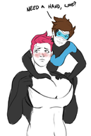 artist:necrolepsy cosplay dc nightwing orca overwatch tracer zarya // 808x1198 // 261KB