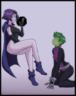 artist:gearfae beast_boy dc femdom raven rule_63 teen_titans // 2580x3250 // 2.4MB