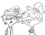 artist:terrible_the_drawfag logan sara too_loud // 412x319 // 59KB