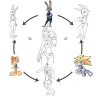 archie_comics bunnie_d'coolette fusion judy_hopps lola_bunny looney_tunes sonic_the_hedgehog_(series) the_looney_tunes_show zootopia // 1800x1800 // 790KB