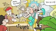 artist:bishopbb crossovers pearl peridot rick_and_morty rick_sanchez steven_quartz_universe steven_universe // 1920x1080 // 475KB