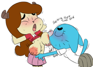 artist:terrible_the_drawfag breastfeeding caturday chun-ni crossovers miracle_star nicole_watterson the_amazing_world_of_gumball zeigram_(colors) // 671x483 // 152KB