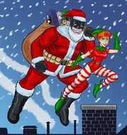 batman bruce_wayne carrie_kelley cosplay dc robin santa_claus // 2000x2121 // 1.4MB