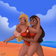 artist:tiltedgiraffe disney lifeguard lilo_and_stitch nani_pelekai // 2269x2281 // 3.0MB