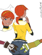 april_o'neil artist:cerebropodrido ass_grab casey_jones donatello teenage_mutant_ninja_turtles // 1000x1300 // 52KB