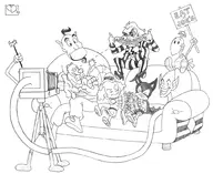 aladdin_(series) artist:anthropolog_itr bat-mite beetlejuice beetlejuice_(series) crossovers dc disney eugene_the_jeep genie gogo_dodo impossible_man looney_tunes marvel mister_mxyzptlk popeye_the_sailor_man tiny_toon_adventures // 1013x827 // 332KB