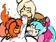 adventure_time artist:tama fellatio flame_princess frozen_yogurt_princess ice_cream_princess // 1400x1050 // 654KB