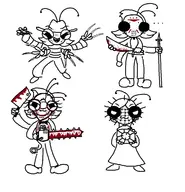 a_nightmare_on_elm_street artist:itakino cosplay freddy_krueger friday_the_13th hellraiser jason_voorhees leatherface maggie_pesky pinhead the_buzz_on_maggie the_texas_chainsaw_massacre // 1146x1192 // 274KB