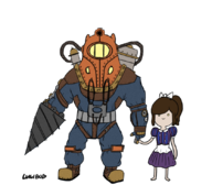 adventure_time big_daddy bioshock little_sister parody // 836x776 // 359KB
