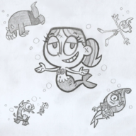 artist:seabthevortian beezy_heinous cerbee heloise jimmy jimmy_two-shoes mermaid saffi // 1100x1100 // 1.5MB