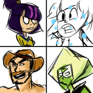 artist:tapioca cave_girl crossovers peridot randy_cunningham:_9th_grade_ninja saxton_hale steven_universe team_fortress_2 theresa_fowler // 900x900 // 890KB