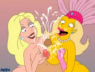 artist:bigtyme bosom_buddies crossovers facial family_guy lana_lockhart nude the_simpsons titfuck xoxochitla // 1518x1148 // 198KB