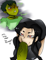 artist:inuyuru beast_boy blackfire cosplay dc fellatio raven teen_titans // 1275x1650 // 1001KB