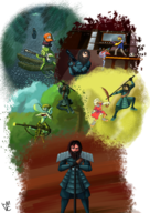 artist:tullymonst3r bob bob_the_builder chowder_(series) crossovers disney jack jack_skellington kermit_the_frog moe_szyslak mr._colympus_2021 mung_daal samurai_jack scrooge_mcduck the_muppets the_nightmare_before_christmas the_simpsons // 4960x7015 // 47MB