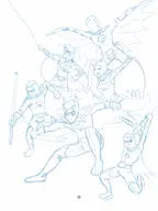 bart batgirl batman black_bat cassandra_cain damian_wayne dc dick_grayson gatchaman jason_todd parody red_hood red_robin robin stephanie_brown tim_drake // 1536x2048 // 306KB