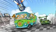 artist:bishopbb crossovers daphne_blake deora_ii fred_jones hot_wheels motorcity mutt mystery_machine scooby scooby-doo shaggy_rogers velma_dinkley // 2000x1143 // 1.2MB