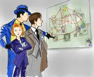 amanda_waller ambush_bug artist:dravotnogg bill_cipher crossovers dana_scully darkseid dc ferb_fletcher fox_mulder gravity_falls helena_bertinelli huntress lex_luthor martian_manhunter mister_mxyzptlk mr._burns phineas_and_ferb phineas_flynn the_question the_simpsons the_x-files vic_sage // 1804x1488 // 867KB