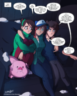 artist:swainart comics dipper_pines gravity_falls mabel_pines waddles wendy_corduroy // 990x1242 // 1.0MB