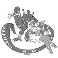 alien crossovers duck_dodgers_in_the_24th_and_12_century looney_tunes queen_tyr'ahnee xenomorph // 1000x995 // 293KB