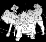 adventure_time artist:dabble death flame_princess lumpy_space_princess marceline neptr parody susan_strong the_roots // 1200x1073 // 514KB