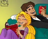 artist:anthropolog_itr disney eugene_fitzherbert flynn_rider rapunzel tangled // 663x535 // 109KB