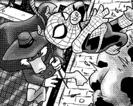 artist:turkenjamez crossovers darkwing_duck disney drake_mallard marvel peter_porker spider-ham // 1785x1424 // 2.8MB