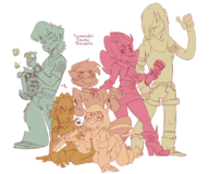 adventure_time artist:pennc ben_10 ben_tennyson crossdressing crossovers daphne_blake finn_mertens foster's_home_for_imaginary_friends fred_jones guy_hamdon mac marco_diaz parody riley_freeman scooby scooby-doo shaggy_rogers shezow star_vs._the_forces_of_evil the_boondocks velma_dinkley // 1161x966 // 446KB