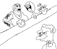 aqua_teen_hunger_force carl_brutananadilewski crossovers homestar_runner_(series) master_shake moe_szyslak mr._colympus_2022 strong_bad the_simpsons // 700x598 // 65KB