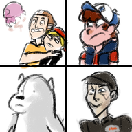 artist:tapioca crossovers cumberlayne_aresko dipper_pines dwayne dwayne_jr. gravity_falls ice_bear jellyfish spongebob_squarepants_(series) star_wars total_drama we_bare_bears // 600x600 // 332KB