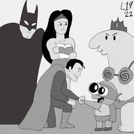 batman bruce_wayne charlie_dompler clark_kent crossovers dc diana_prince kal-el l19 pim_pimling smiling_friends superman wonder_woman // 1773x1773 // 274KB