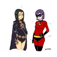 artist:animoose cosplay crossovers dc pixar raven teen_titans the_incredibles violet_parr // 1000x1000 // 236KB