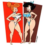 artist:atomickingboo betty_rubble the_flintstones wilma_flintstone // 2048x2048 // 514KB