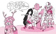 adventure_time artist:senorock breezy finn_mertens flame_princess hot_dog_princess huntress_wizard lumpy_space_princess marceline me-mow parody princess_bubblegum raggedy_princess // 2671x1596 // 2.0MB