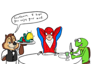 artist:halfdime chip crossovers disney kermit_the_frog marvel mr._colympus_2024 peter_parker rescue_rangers spider-man the_muppets zipper // 3000x2000 // 1.3MB