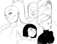 artist:dravotnogg batman black_lightning bruce_wayne dc gabrielle_doe geo-force halo katana metamorpho // 1298x1014 // 440KB