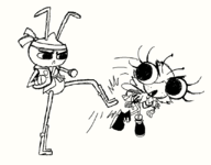 artist:grim crossovers incredible_ant maggie_pesky the_buzz_on_maggie thunder // 832x652 // 21KB