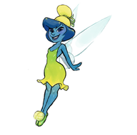 artist:fudgy_fart disney fusion inside_out joy peter_pan_(series) pixar smurfette smurfs tinker_bell // 1000x989 // 250KB