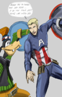 artist:serpenk captain_america crossovers disney goofy kingdom_hearts marvel steve_rogers // 700x1082 // 684KB
