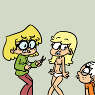 artist:zimbono colors_by_anonymous cosplay diaper leni_loud lily_loud lincoln_loud lisa_loud lori_loud the_loud_house // 1050x1050 // 85KB